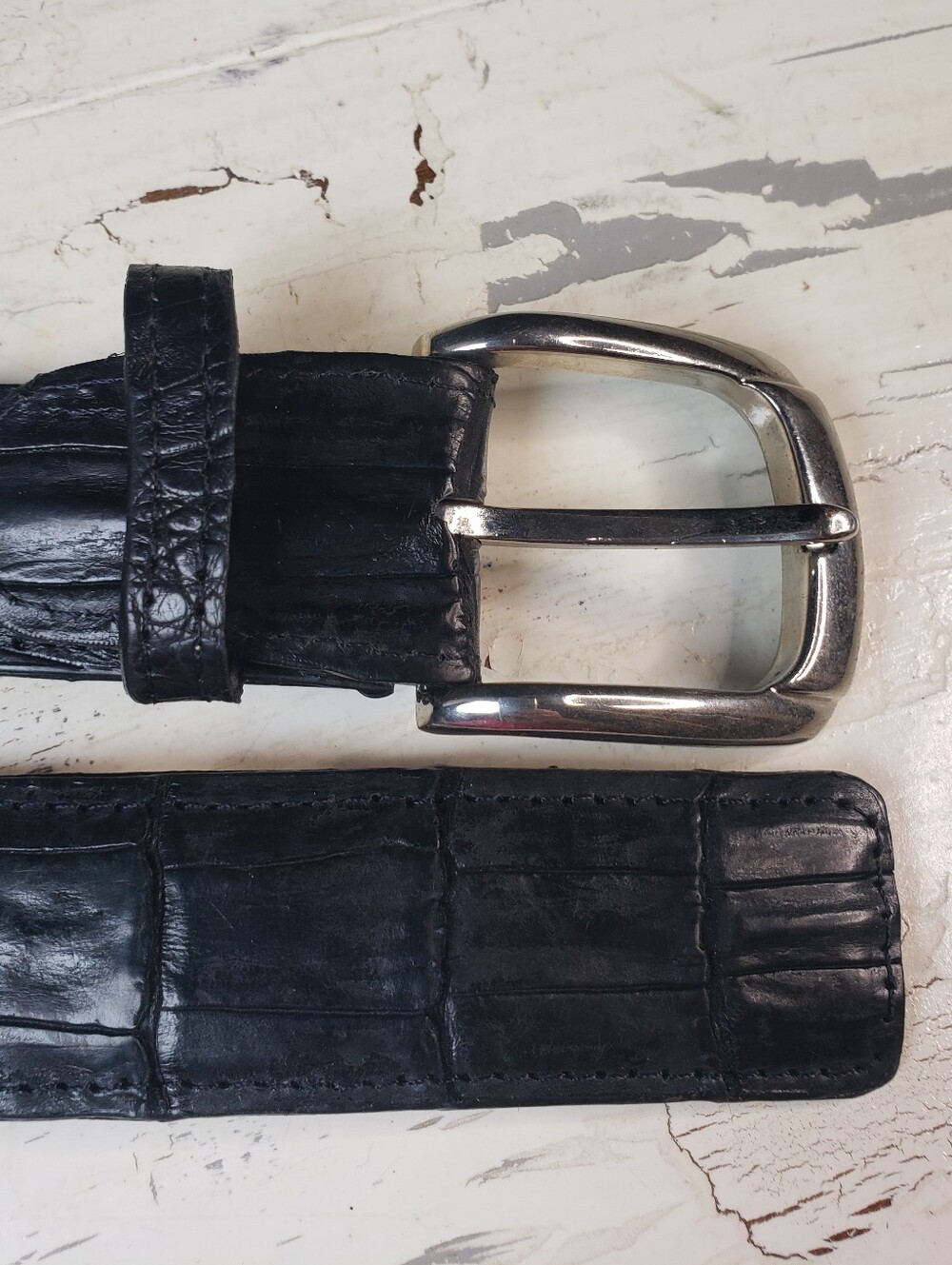 Genuine Caiman Alligator Leather Belt in Black - Men's size 34 - Picture 13 of 13
